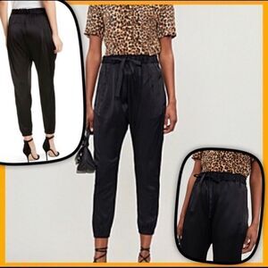 FRAME DRAWSTRING HIGH-RISE SATIN BOHO HAREM PANTS S